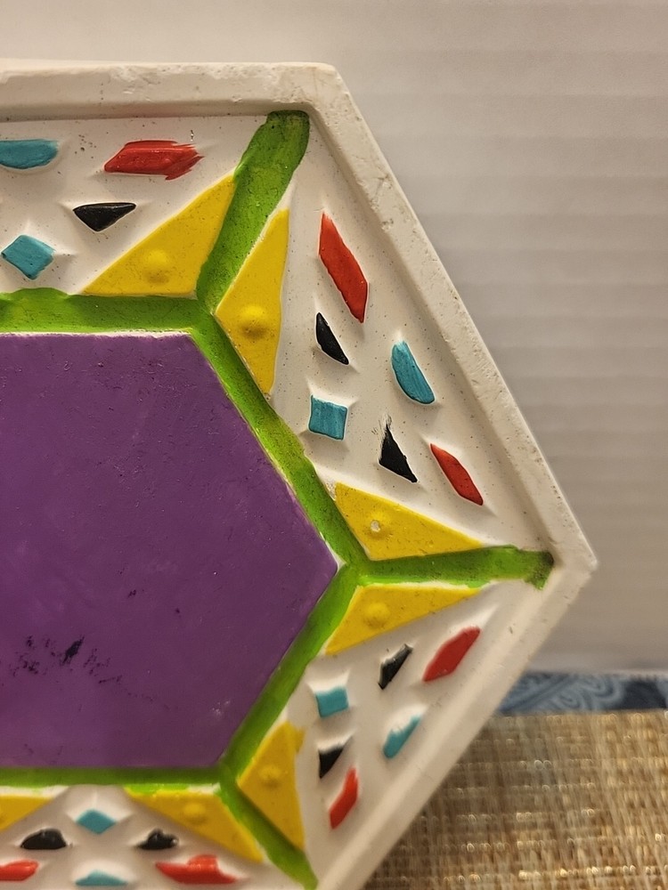 Handmade Hand Painted Coloful Hexagon Trivet