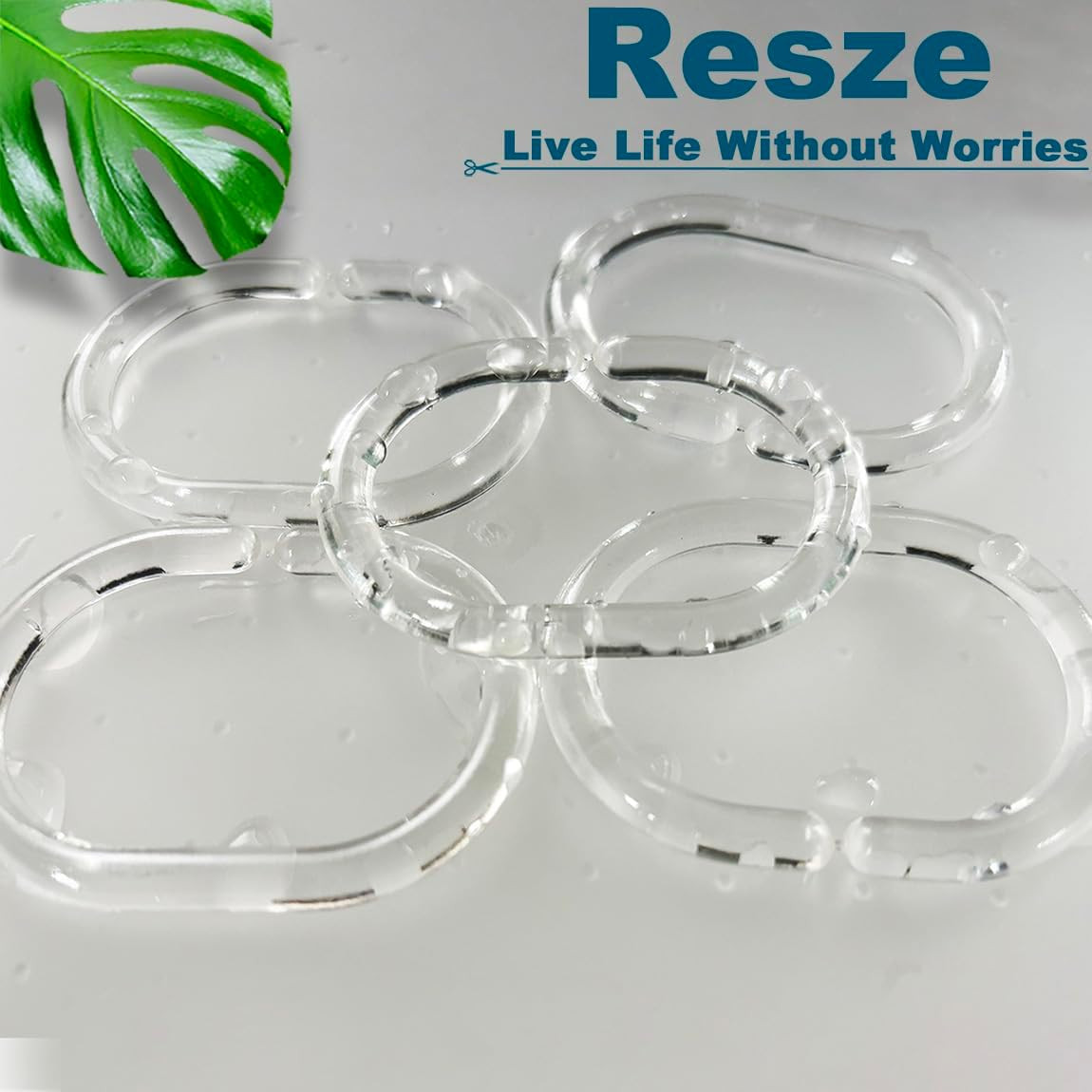 24 PCS Shower Curtain Rings, Plastic Clear Shower Curtain Hooks, C-Shaped Rings