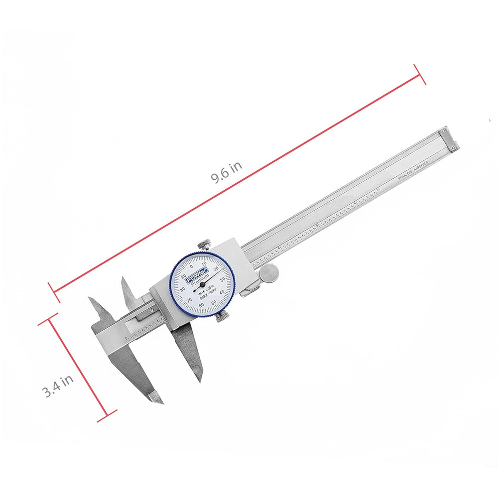 52-008-706-0, Premium Dial Caliper with 0-6" Measuring Range (White)