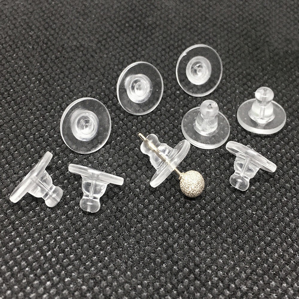100PCS Silicone Earring Backs Stopper Cap Transparent Clear Ear Ring Accessories
