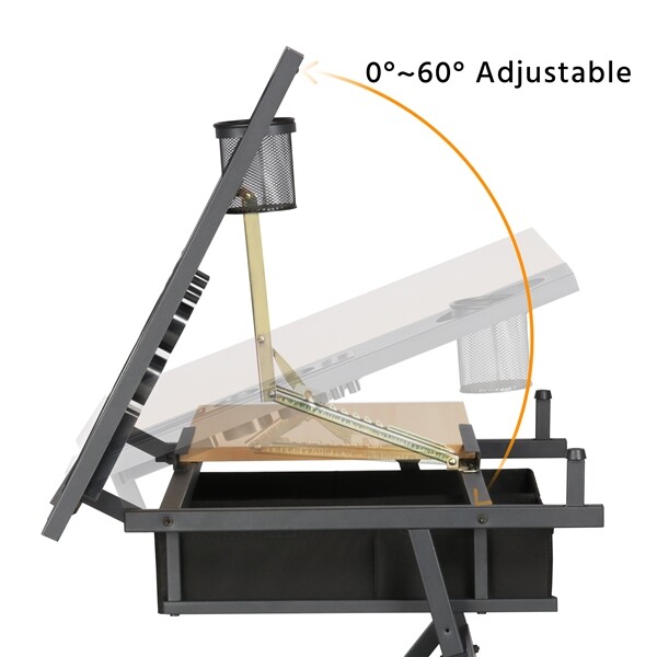 Drafting Table Height Adjustable Art Craft Writing Desk Drawing Painting w/Stool