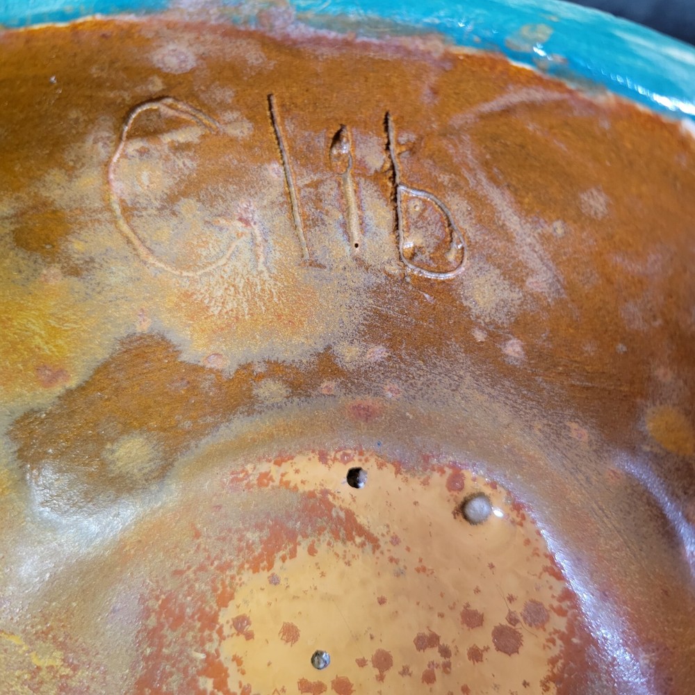 Studio Art Pottery Bowl Hand Painted Centipede Signed
