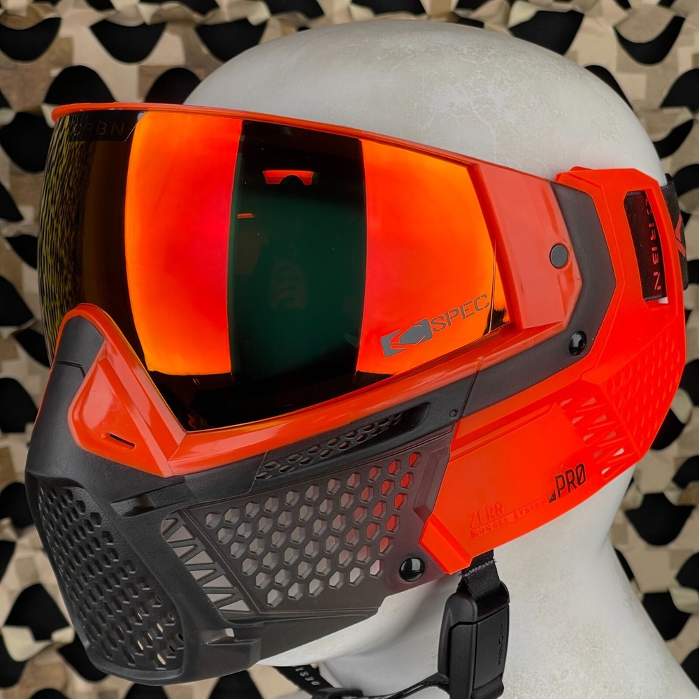 NEW Carbon CRBN Zero Pro Paintball Mask (Less Coverage) - Blaze - Red Mirror