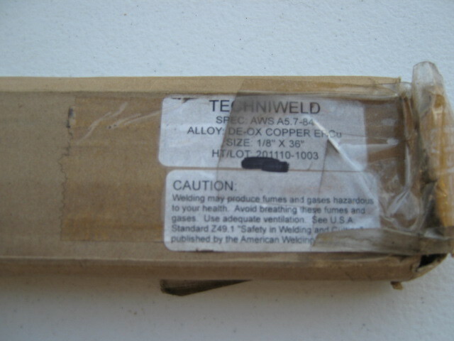 Techniweld ERCu Dexoidized Copper Tig Welding Rod, 36" Cut, 1/8" Per Pound