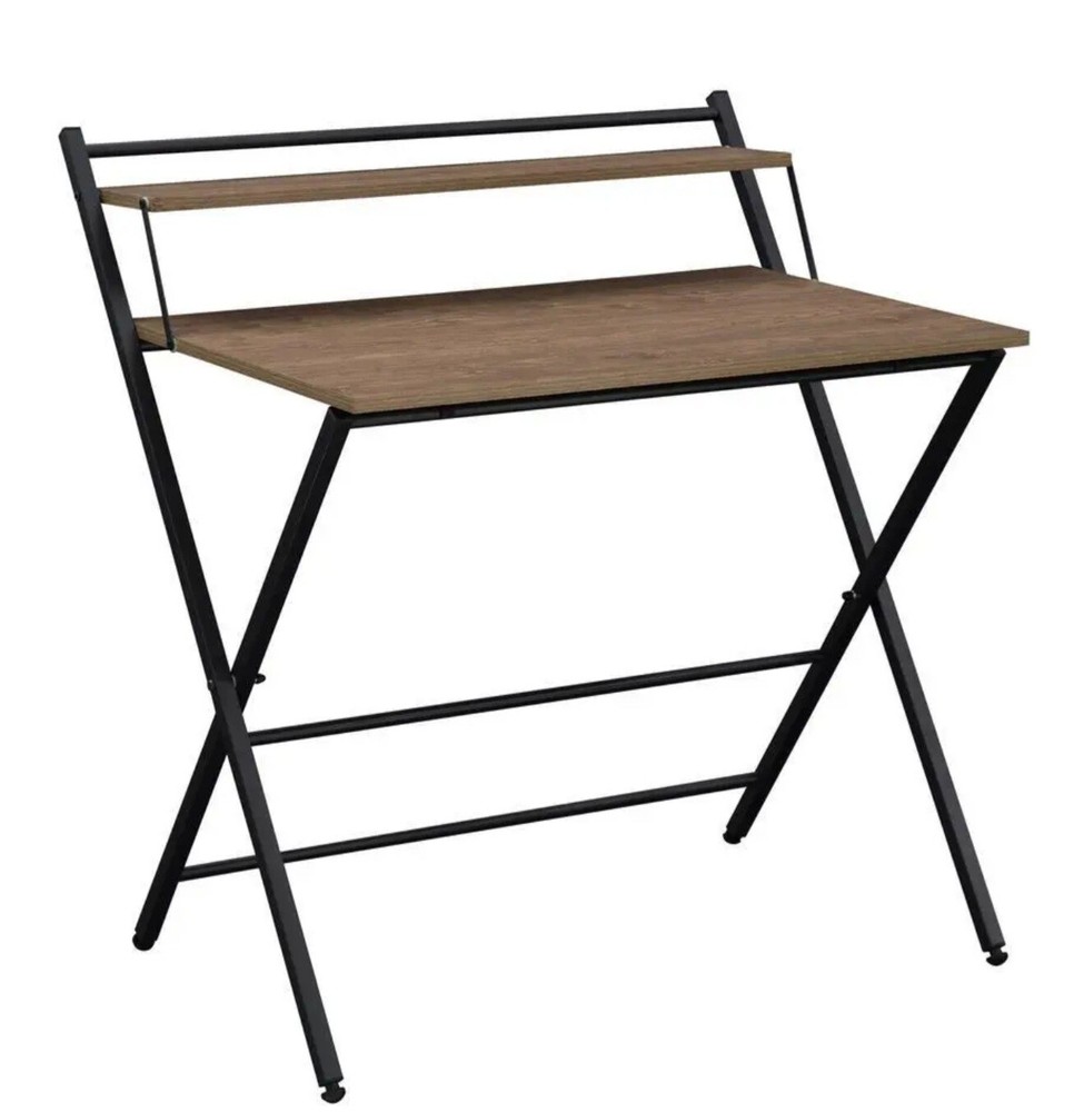 ReadyNow 25 in. W Rectangular Brown Steel Standing Folding Tray Desk
