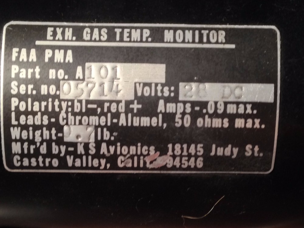 KS Avionics 28 volt Dual EGT Indicator A101,