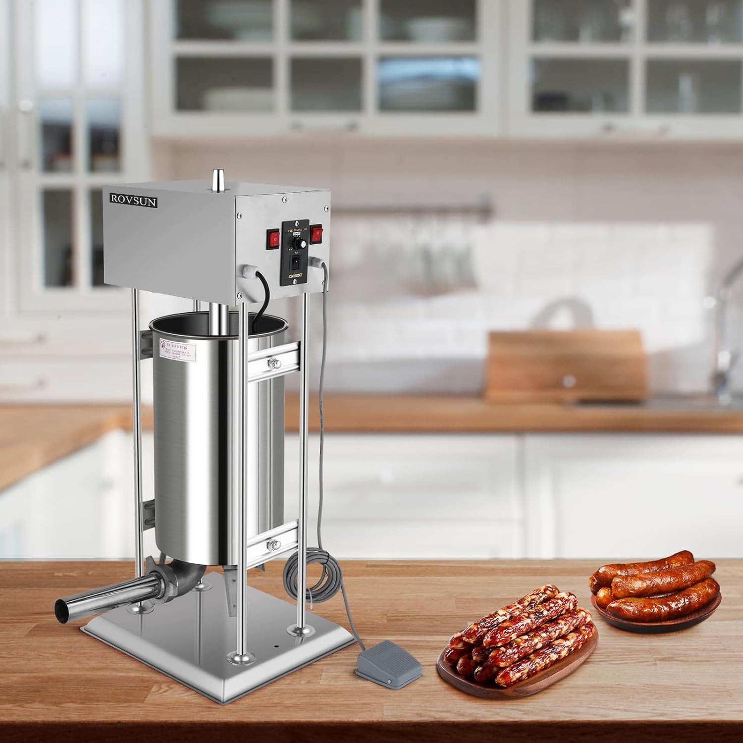 ROVSUN 15.4LBS/10L Electric Sausage Stuffer Maker, Vertical Electric Stuffer