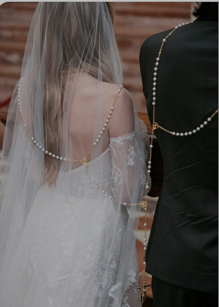 Catholic Sterling Siver and Rose Quartz Hand crafted Wedding Lasso