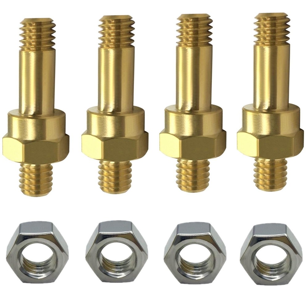 4 PCS Side Post Battery Terminal Bolt 3/8"16 Brass Long Stud Adapter 1.85"