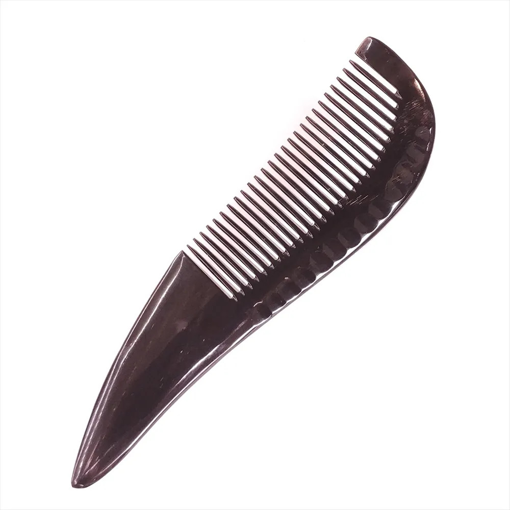 Black Buffalo Horn Comb, Premium, 14cm (Medium Teeth)