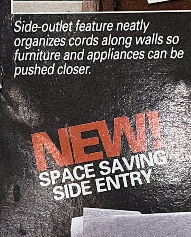 Woods Power 6 Grounded Outlets Side Entry Feature Space Saving New !