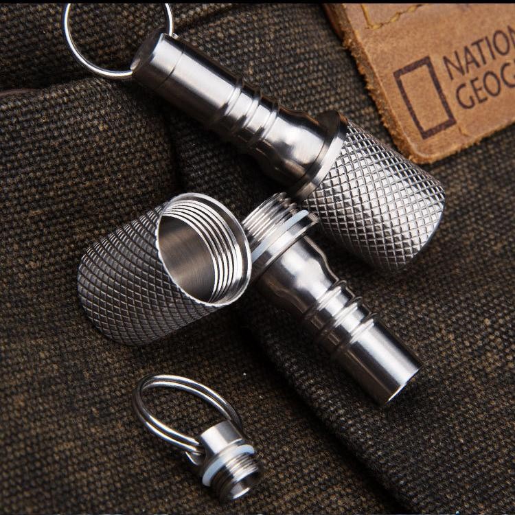 Titanium Pill Holder Case Organizer container Waterproof Portable Keychain EDC