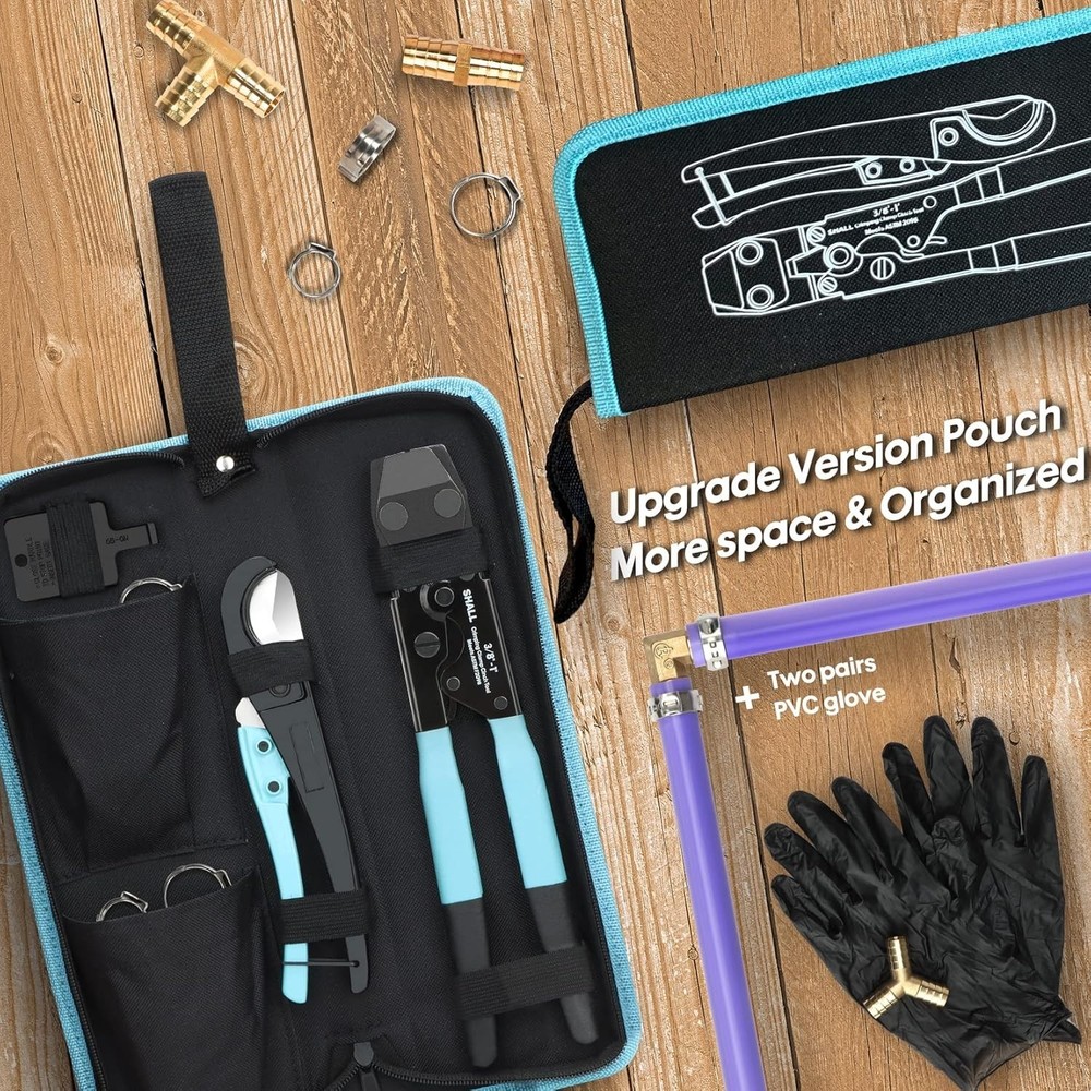 Complete Pex Crimping Tool Set - Includes Hose Cutter, Clamps & Storage Bag