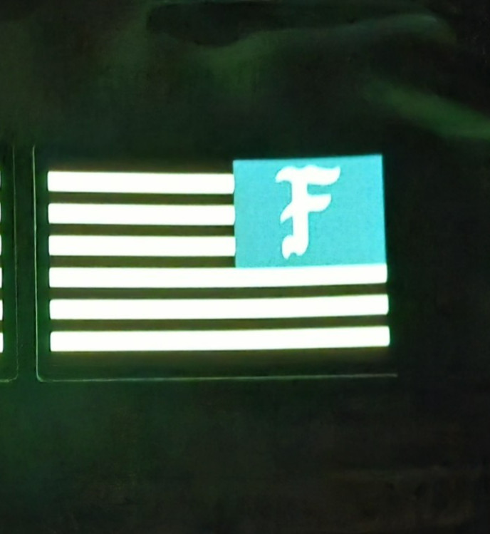🏴FOG 'F' PVC 'Reverse' USA Flag patch GITD 🏴 (Sup def, BCS, TFD White Phosphor