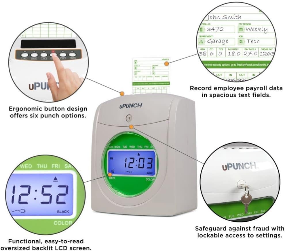 Starter Time Clock Bundle for Small Business: Employee Punch Clock System wit...