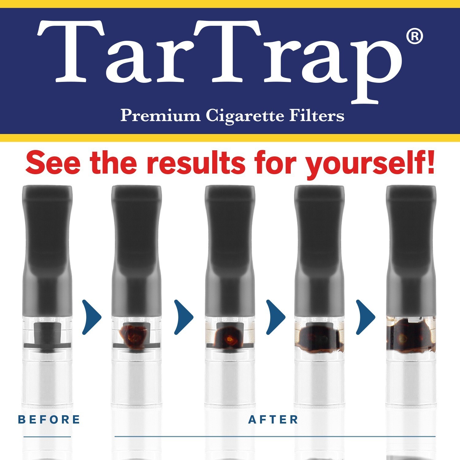TarTrap 100 BLK Double Filtration Premium Cigarette Filter,Block Nic Tar Bar Out