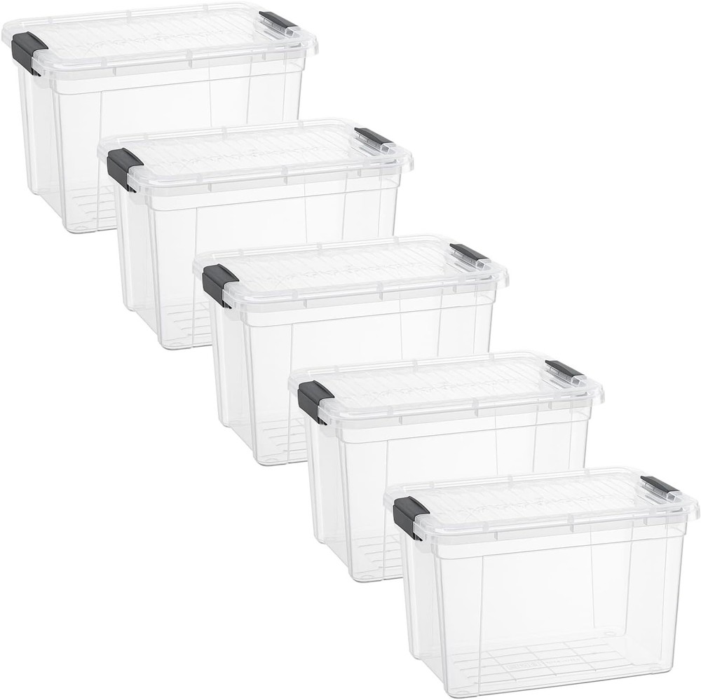 Superio Clear Storage Bins with Lids, 5 Pack- Plastic Storage Boxes - 8.7 Quart