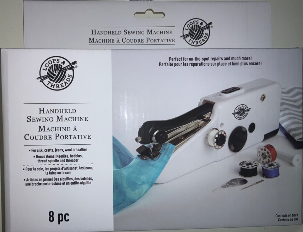 New Sealed Loops & Threads Handheld Sewing Machine White 8pcs 454791