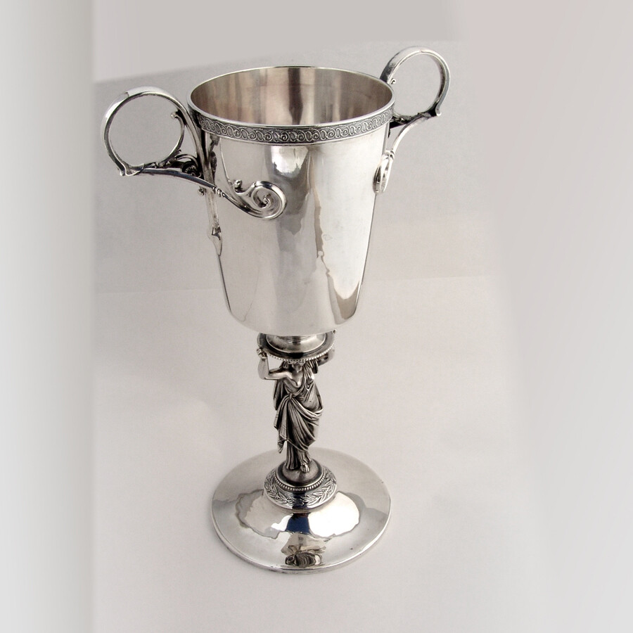 Trophy Cup Figural Lady Stem Gorham Sterling Silver 1870