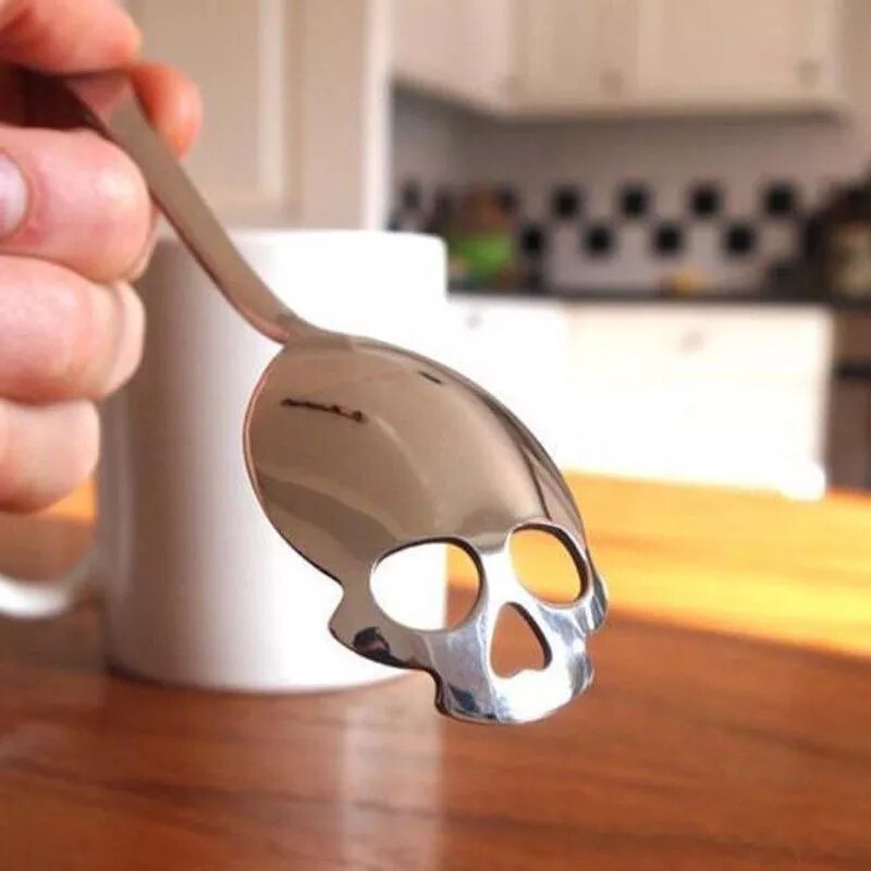 Skull Head Coffee Spoon Original Silverware Kitchen Utensil Lot 4Pcs