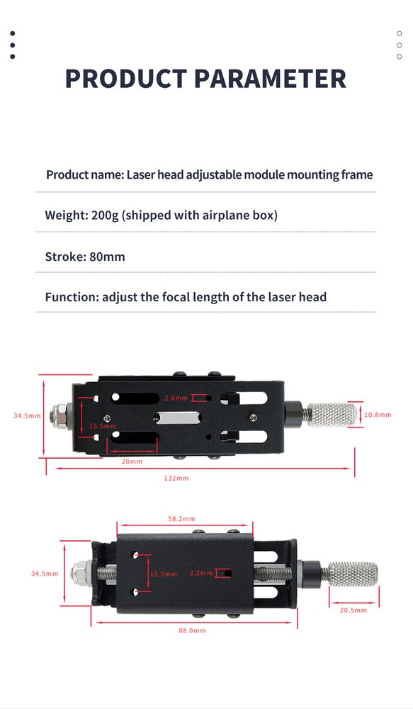 CNC Laser Head Adjustable Module Mounting Frame Laser Head Set for Laser Machine