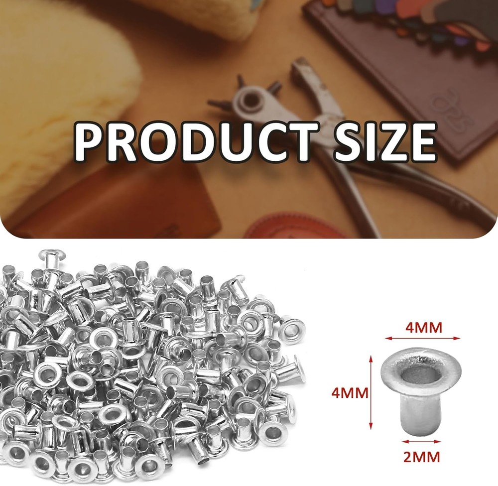 2MM Tiny Grommets Eyelets 200 Pcs, Self Backing 2 MM, Silver