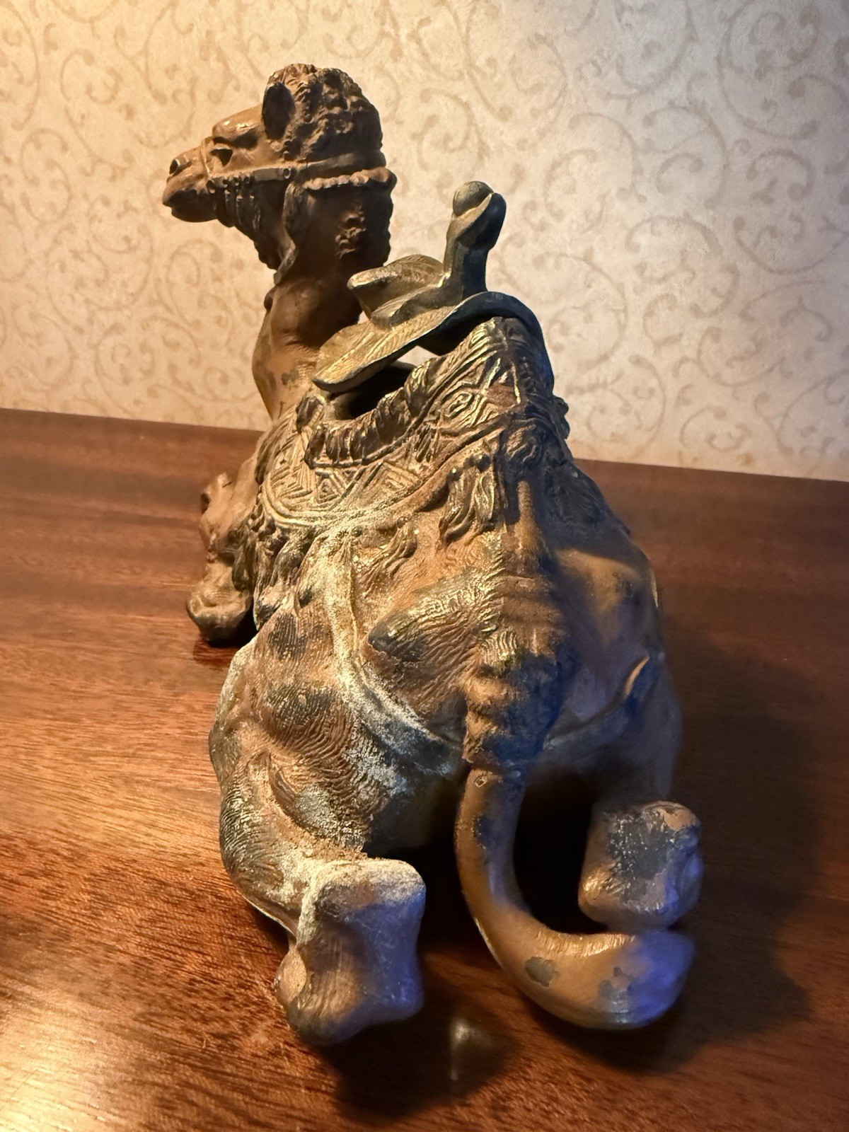 Antique Cold Painted Spelter Metal Camel Inkwell