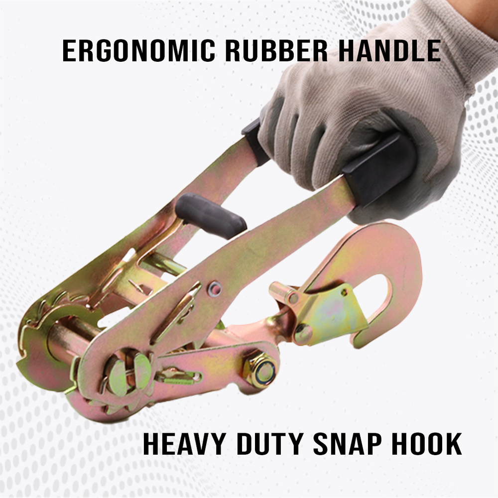 Ratchet Buckle with Snap Hook, Double Locking 10,000lb Towing 4 Pack Tie Down