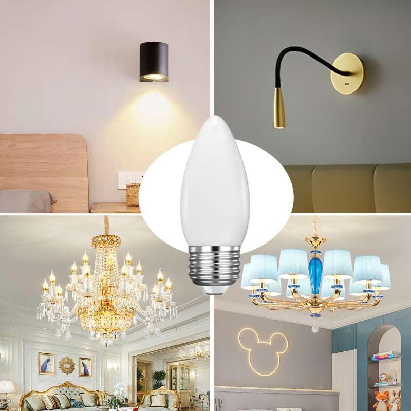 6 Pack E26 B11 LED Candelabra Bulbs，2W Dimmable Frosted Candle Light