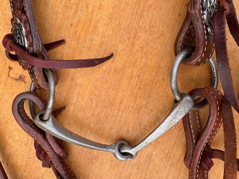 Ranch Pony Western Bridle w Fishback Never Rust Snaffle Bit & Split Reins
