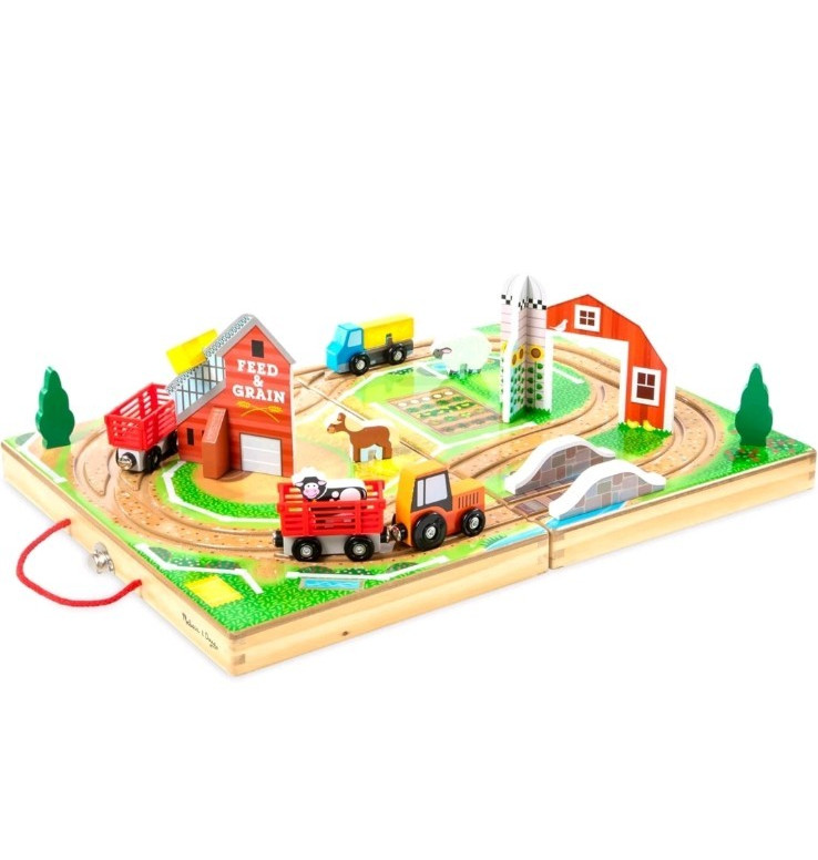 Melissa & Doug Wooden Take-Along Farm 17-Pieces Portable New toddler toy