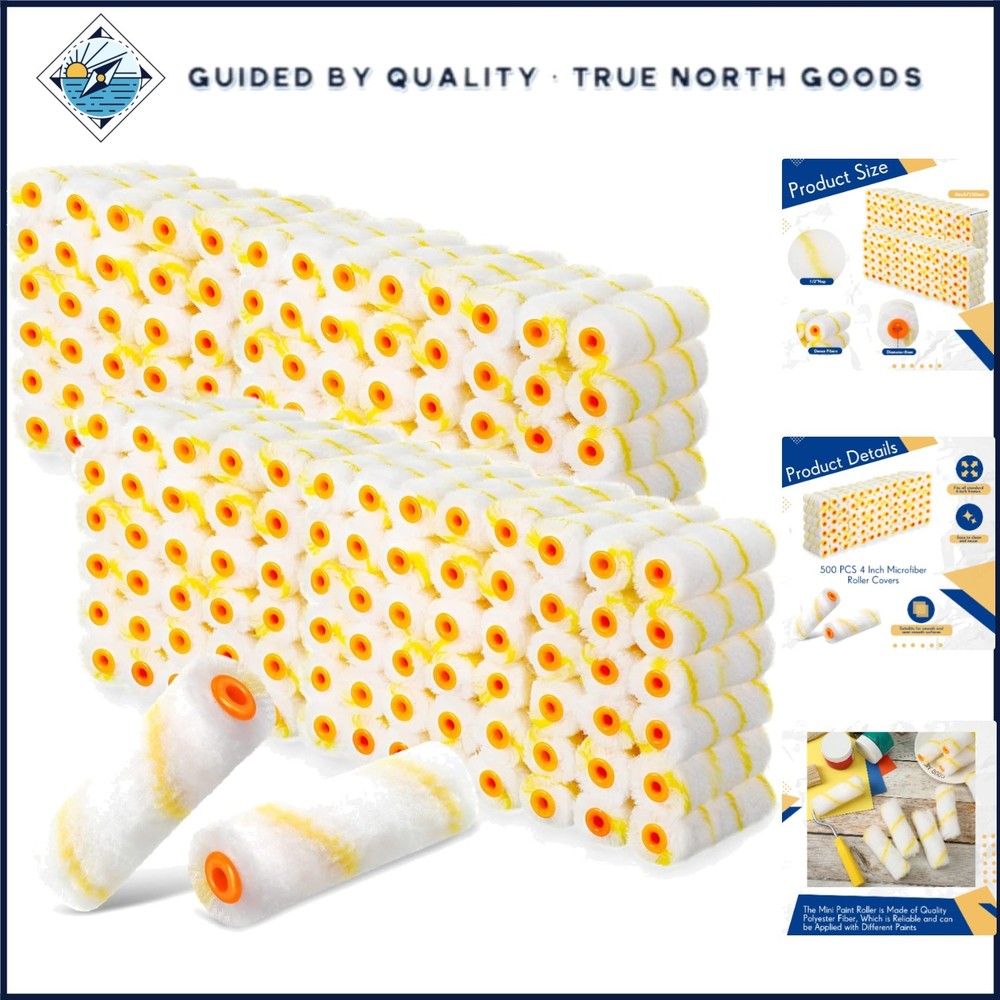 4 Inch Paint Roller Covers, 500 Pcs Bulk Microfiber for Home Renovation Needs