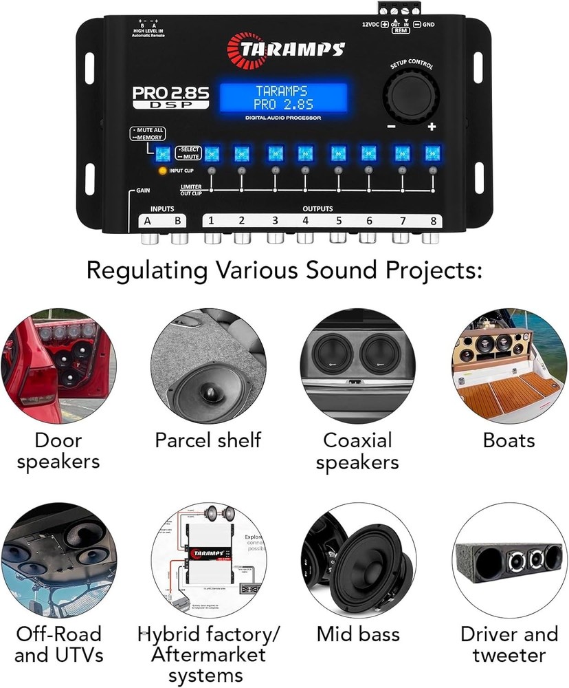 Taramps Pro 2.8S DSP Crossover Full Digital Signal Audio Processor a.