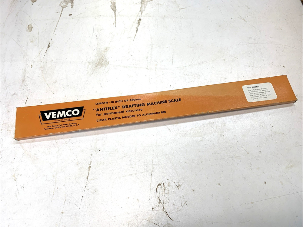 18” Vemco Antiflex Drafting Machine Scale AP-12, New