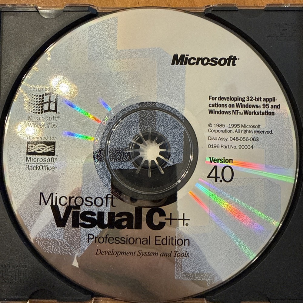 Microsoft Visual C++ Version 4.0 PC CD-ROM for Windows 95/NT 1995 Full Retail V.