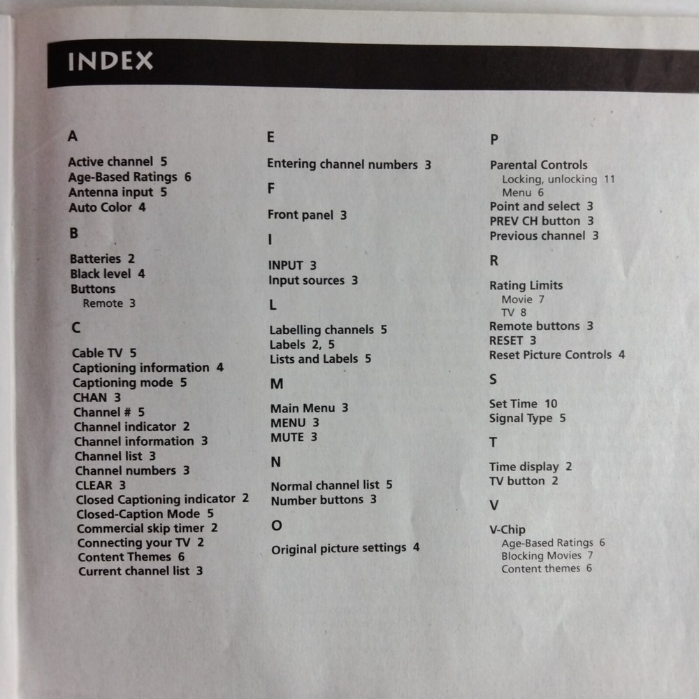 RCA Television Users Guide Vintage V Chip 1999 Thompson