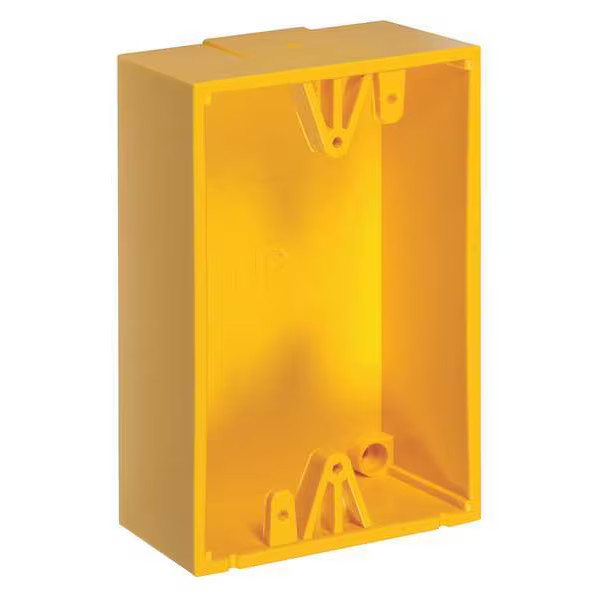Back Box, Polycarbonate, 3.2 in Width, 1.6" Depth, Yellow Safety Technology