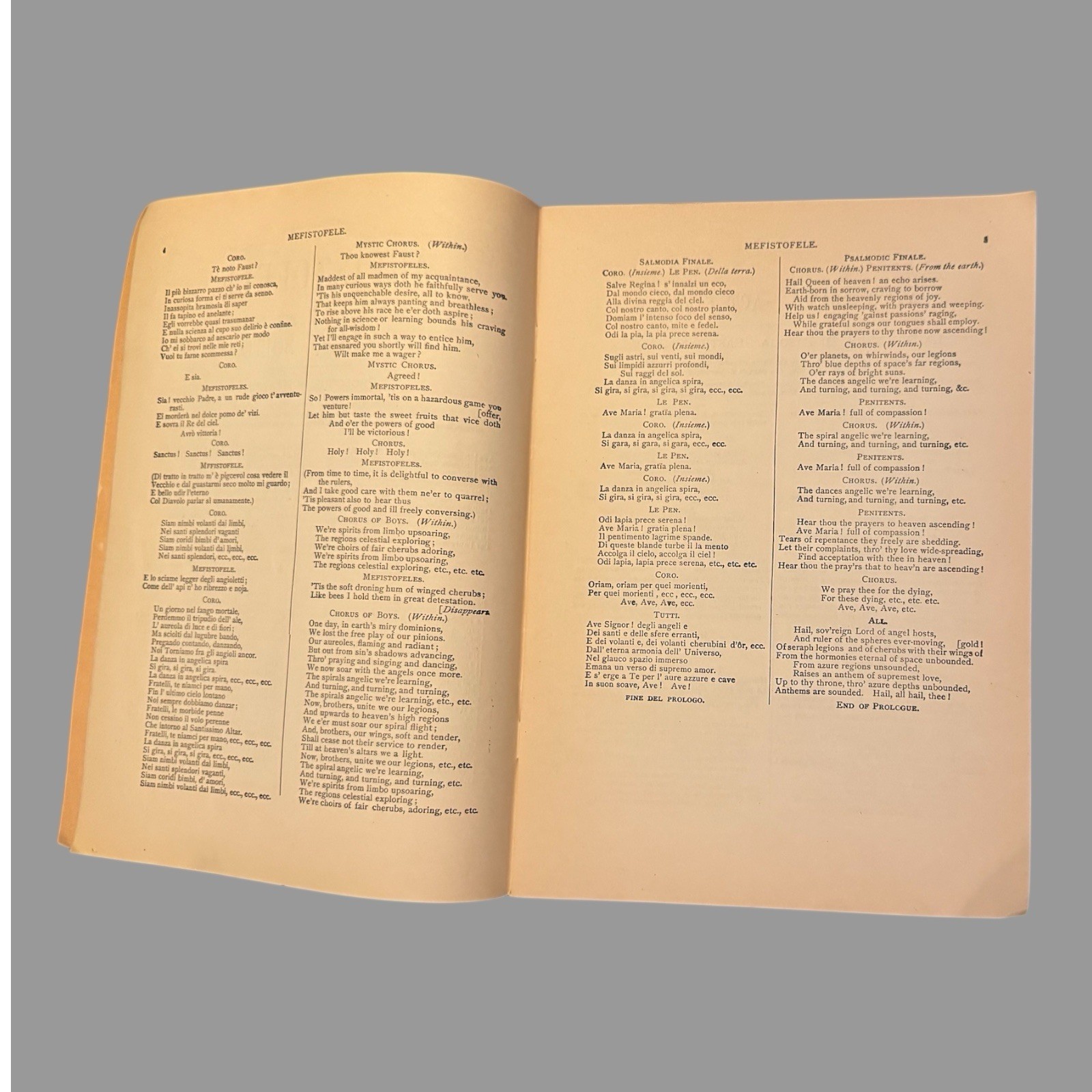 Boston Opera Advertising Playbill Program Libretto of Mefistofele by Boito