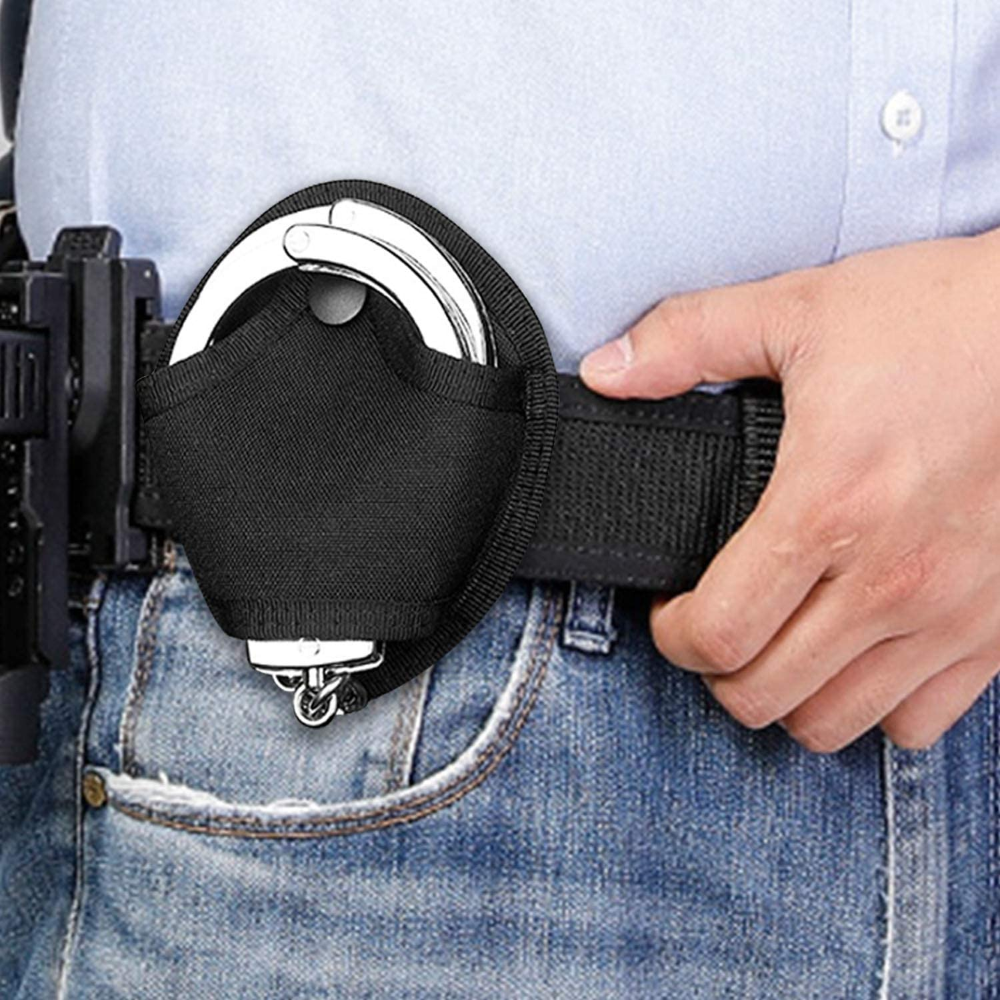 Open Top Handcuff Case with Belt Loop Holds Most Chain or Hinged Cuffs