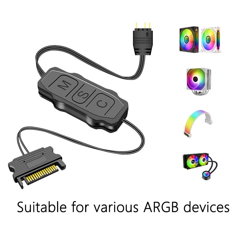 ARGB 5V 3 Pin To SATA Interface Extension Cable RGB Sync Controller Cable for PC