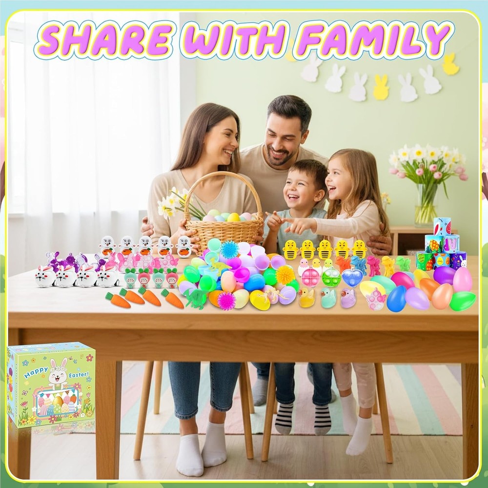 Prefilled Easter Eggs with Toys, 100 Pcs Plastic Easter Eggs Set, Easter
