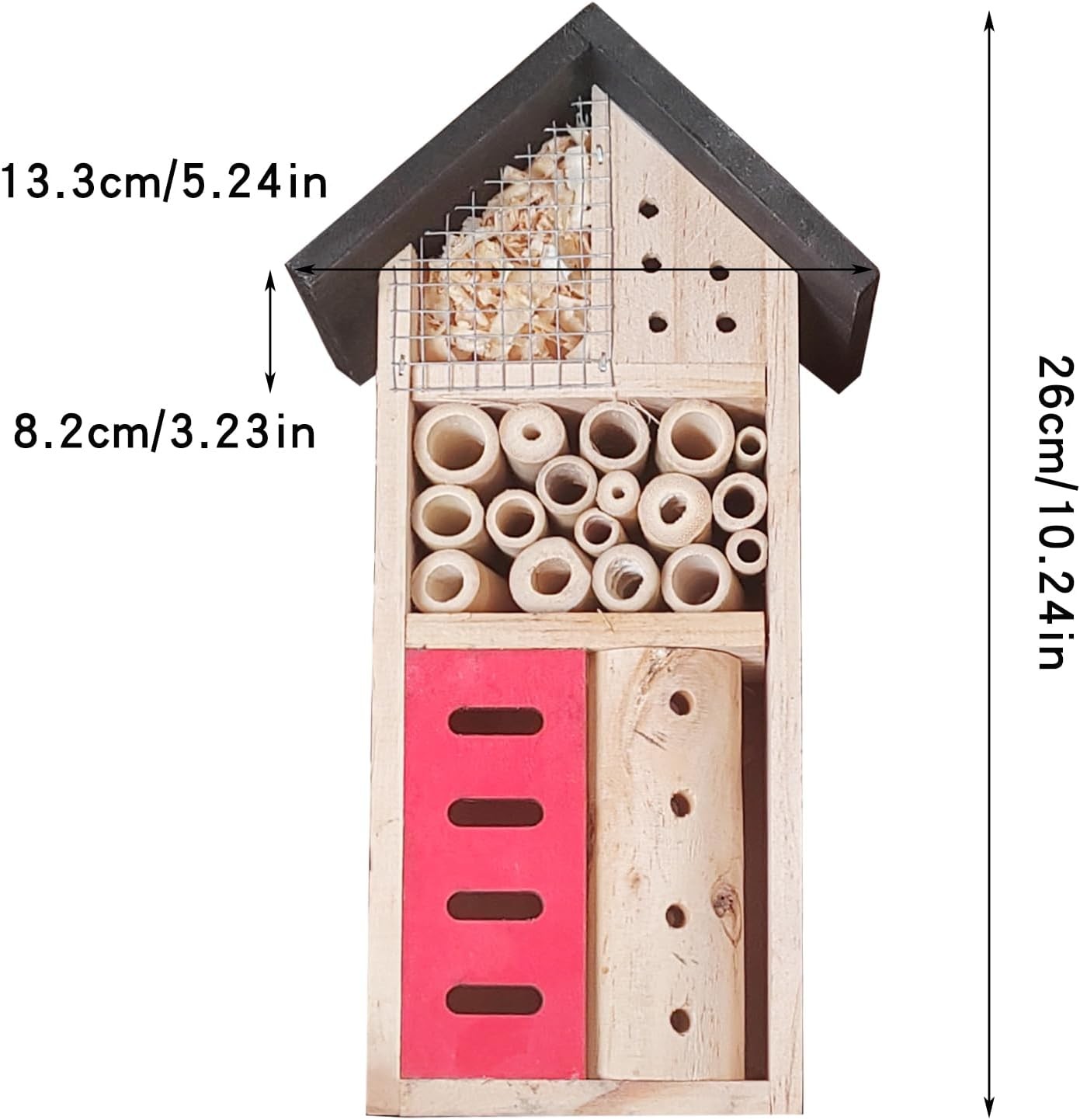 Insect Hotel Hanging Bee House Wooden Insect House, Natural Habitat for Benefici