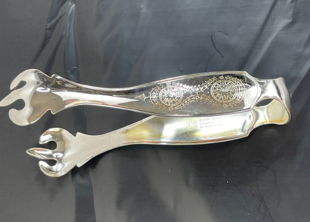 1992 Kirk Stieff Smithsonian Institution Silverplate Claw Ice Tongs Italy