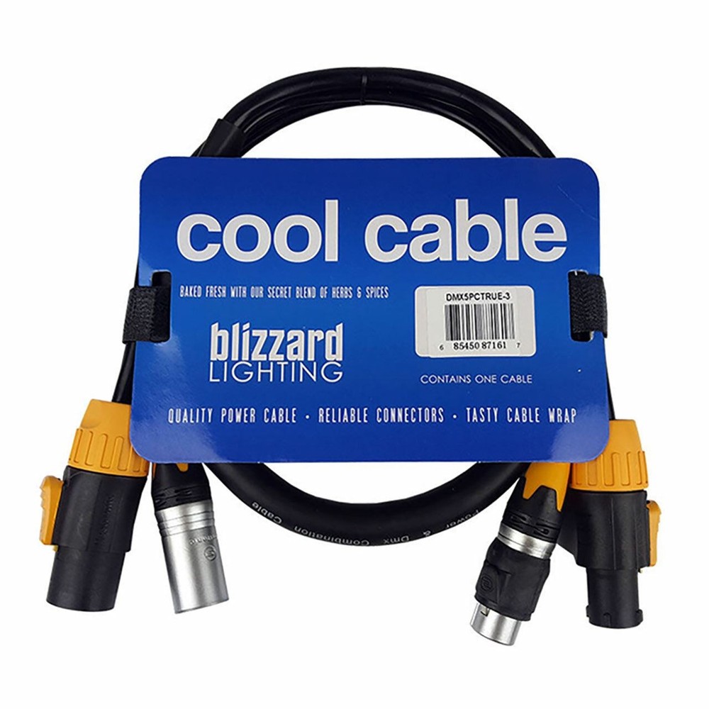 Blizzard Cables DMX 5-Pin and PowerCON True1, 3 ft Combo Cable