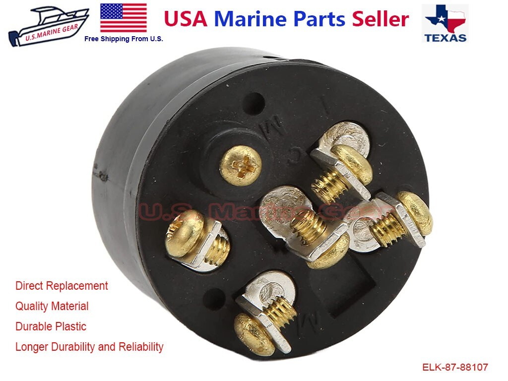 Boat Ignition Key Switch Push to Choke Mercury Outboard Off-On-Start 6 Terminals