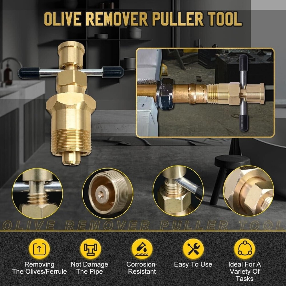 Olive Puller & Ferrule Remover Tool for NPT 1/2'' & 3/4'' Brass Pipes Extractor