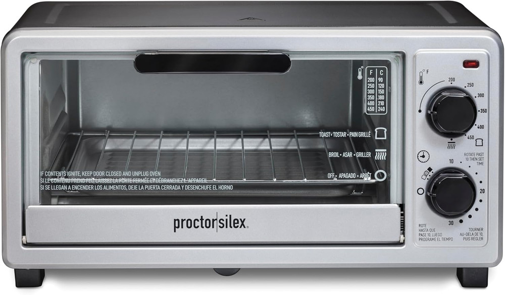 4 Slice Countertop Toaster Oven, Multi-Function with Bake, Toast and Broiler, 11