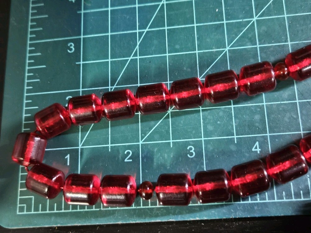 Vintage Red Translucent Lucite Plastic Worry Prayer Beads