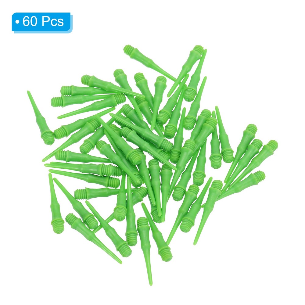 60Pcs 2BA Thread Plastic Soft Dart Tips Replacement Dart Accessories, Green
