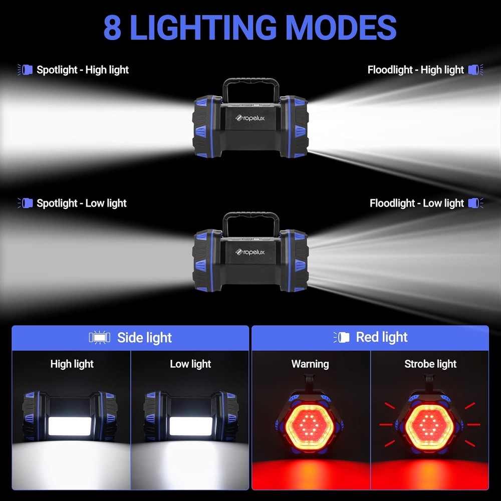 Led Camping Lantern Rechargeable, Flashlight 1500LM, 8 1PACK, Blue